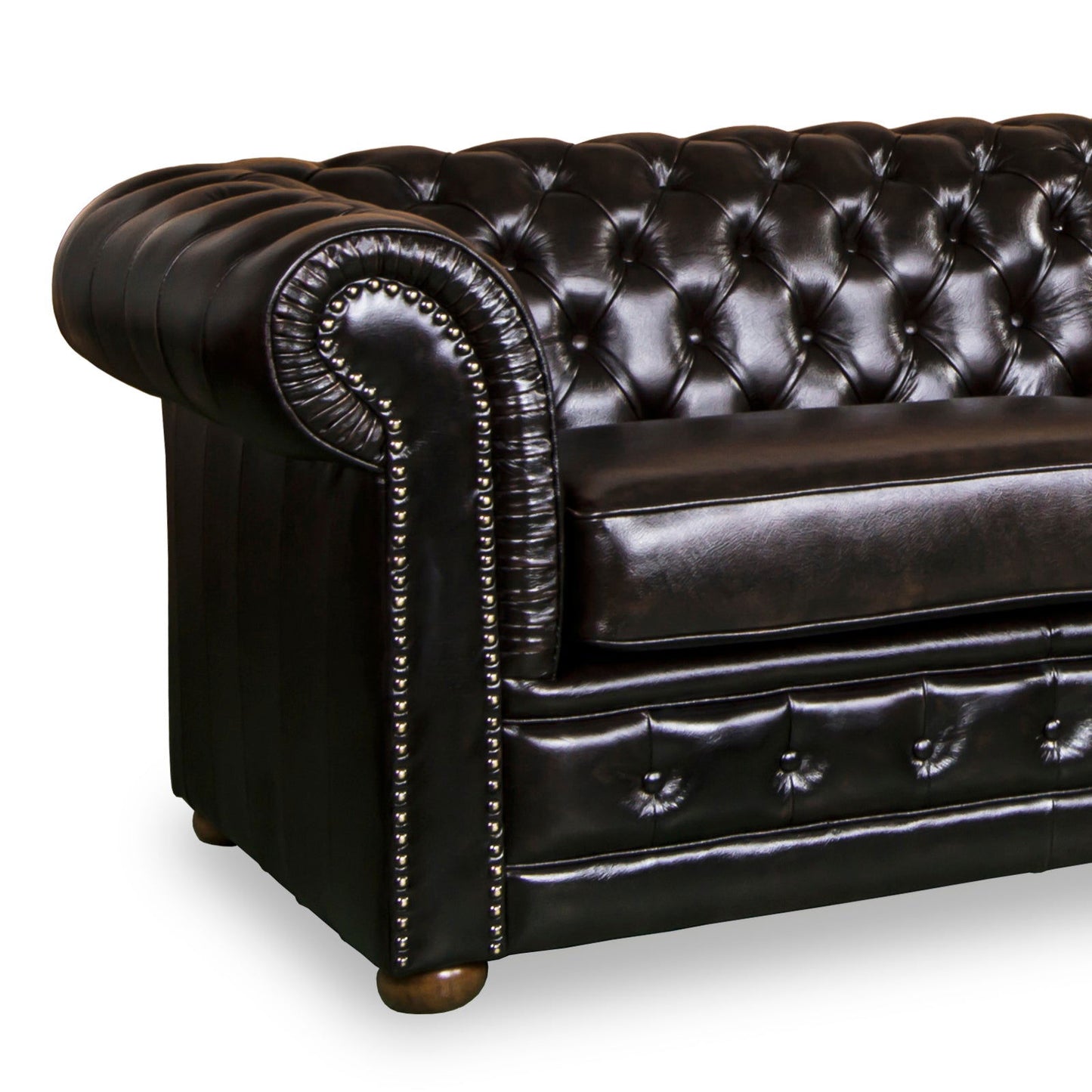 3+2+1 Seater Genuine Leather Upholstery Deep Quilting Pocket Spring Button Studding Sofa Lounge Set for Living Room Couch In Brown Colour - Cosy Abode