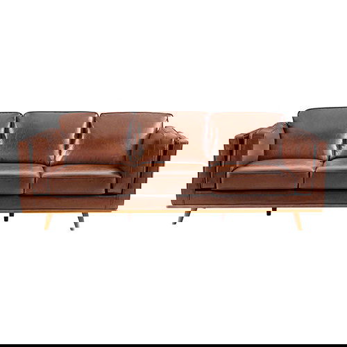 3+2+1 Seater Sofa Brown Leather Lounge Set for Living Room Couch with Wooden Frame - Cosy Abode