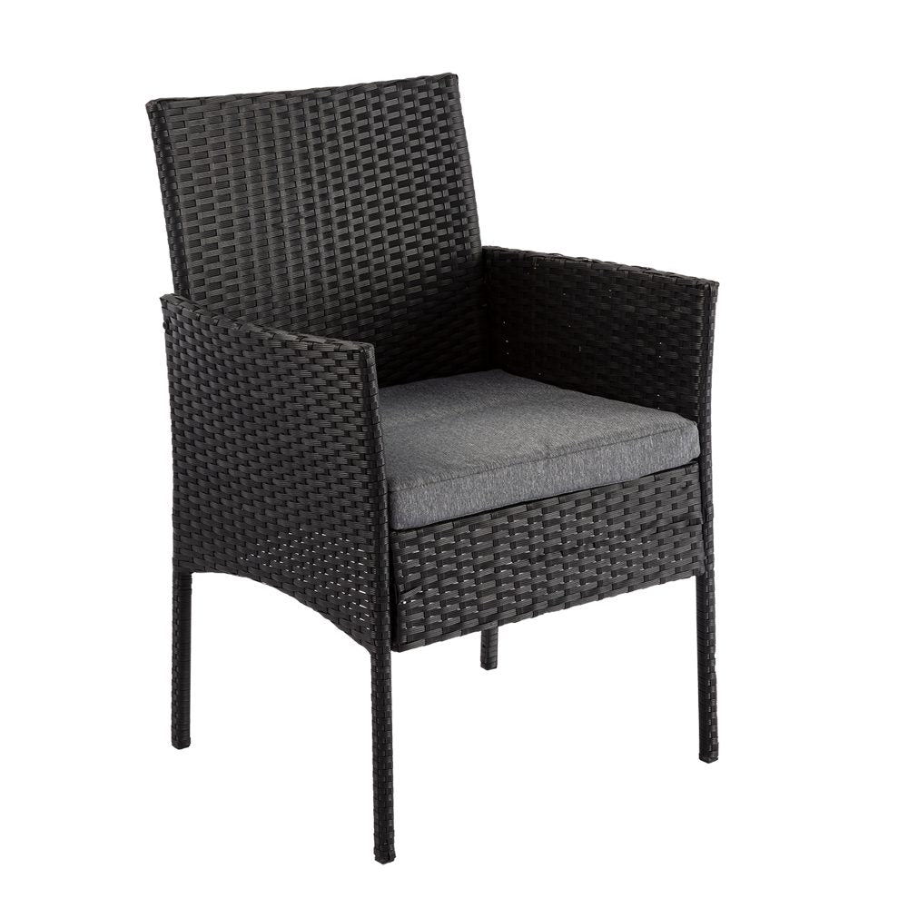 3 Pc Rattan Outdoor Furniture Set with Table - Black - Cosy Abode