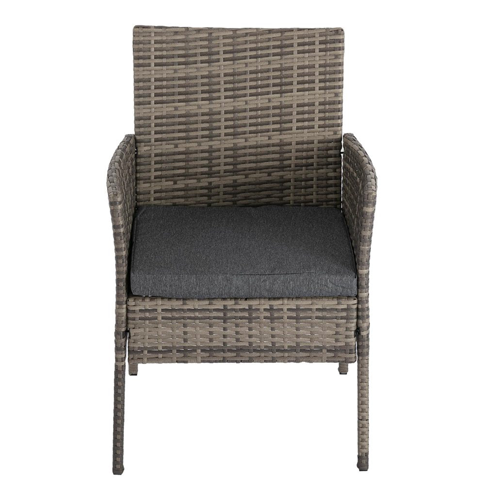 3 Pc Rattan Outdoor Furniture Set with Table - Mixed Grey - Cosy Abode