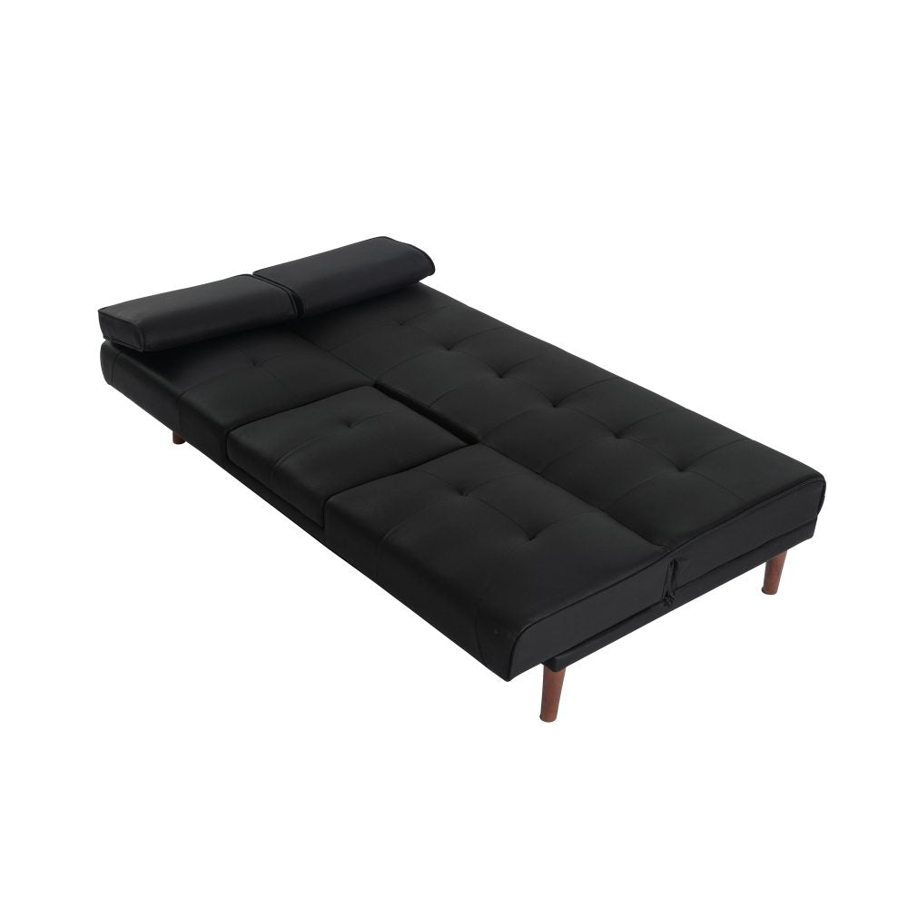 3 Seater Adjustable Sofa Bed With Cup Holder Black - Cosy Abode
