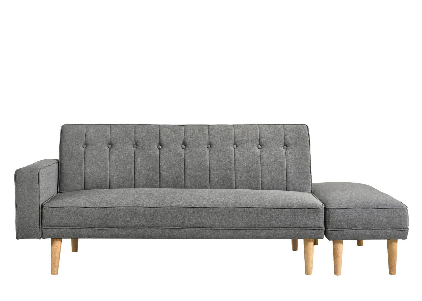 3 Seater Fabric Sofa Bed with Ottoman - Light Grey - Cosy Abode