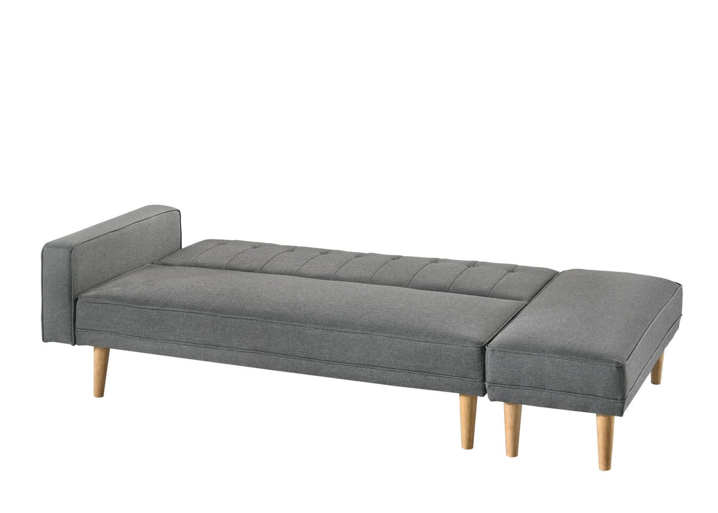 3 Seater Fabric Sofa Bed with Ottoman - Light Grey - Cosy Abode