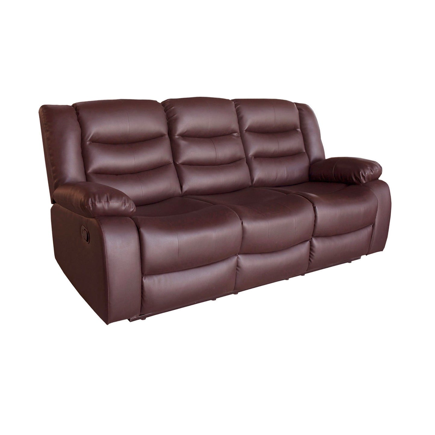 3 Seater Recliner Sofa In Faux Leather Lounge Couch in Brown - Cosy Abode