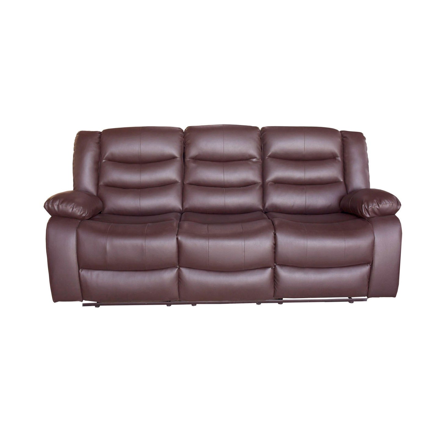 3 Seater Recliner Sofa In Faux Leather Lounge Couch in Brown - Cosy Abode