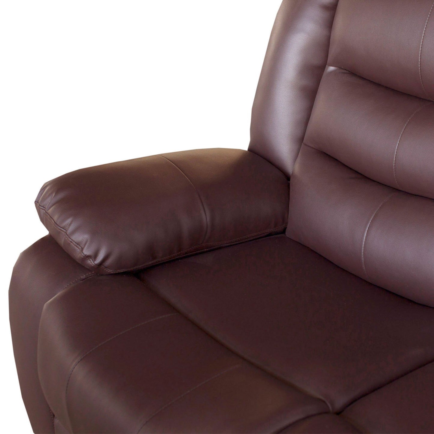 3 Seater Recliner Sofa In Faux Leather Lounge Couch in Brown - Cosy Abode