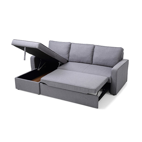3 Seater Sofa Bed with pull Out Storage Corner Chaise Lounge Set in Grey - Cosy Abode