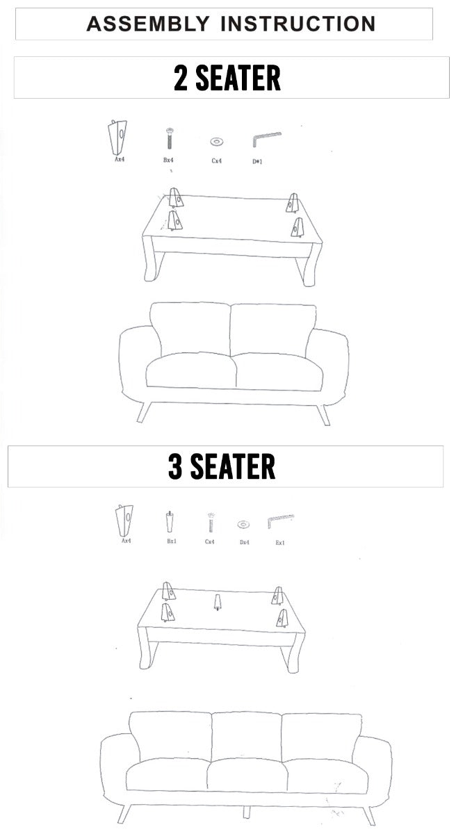 3 Seater Sofa Brown Fabric Lounge Set for Living Room Couch with Solid Wooden Frame - Cosy Abode