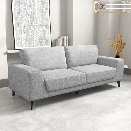 3 Seater Sofa Light Grey Fabric with Solid Timber Frame - Cosy Abode
