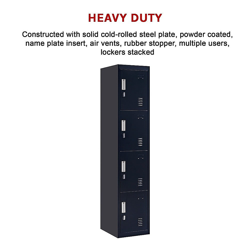 4-Door Vertical Locker for Office - Black - Cosy Abode