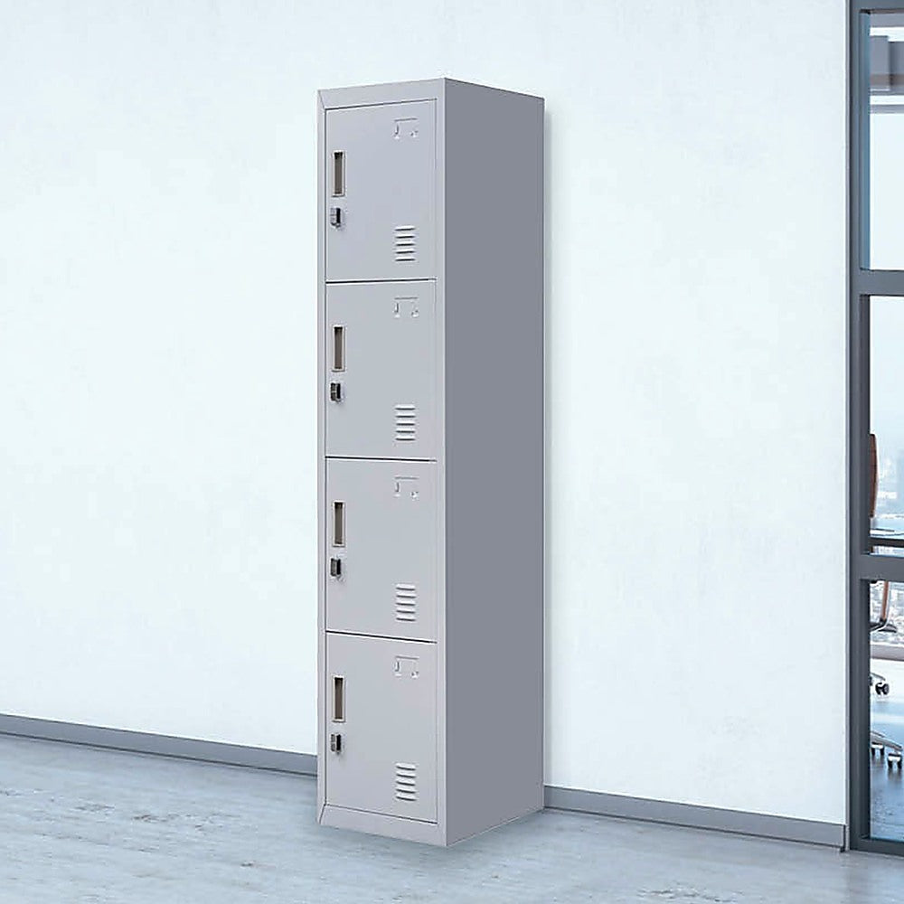 4-Door Vertical Locker for Office - Grey - Cosy Abode