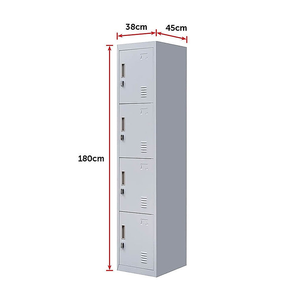 4-Door Vertical Locker for Office - Grey - Cosy Abode