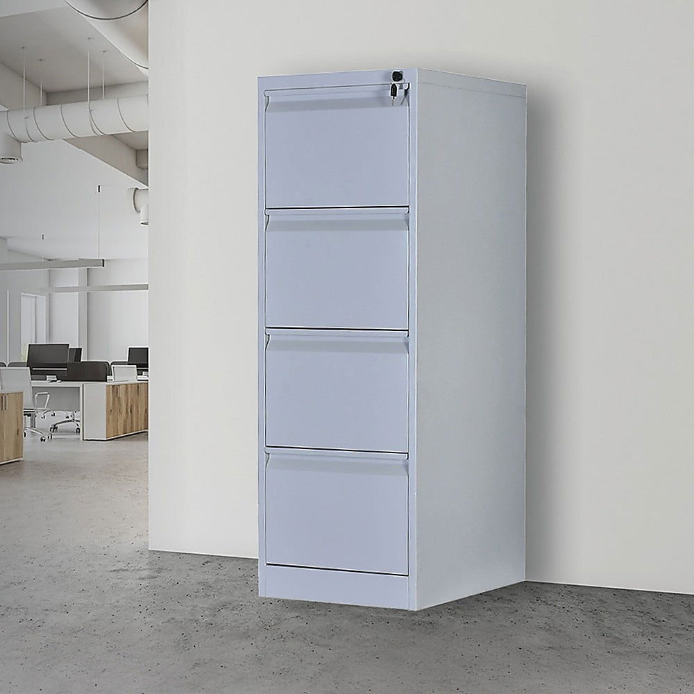 4-Drawer Shelf Office Filing Cabinet - Light Grey - Cosy Abode