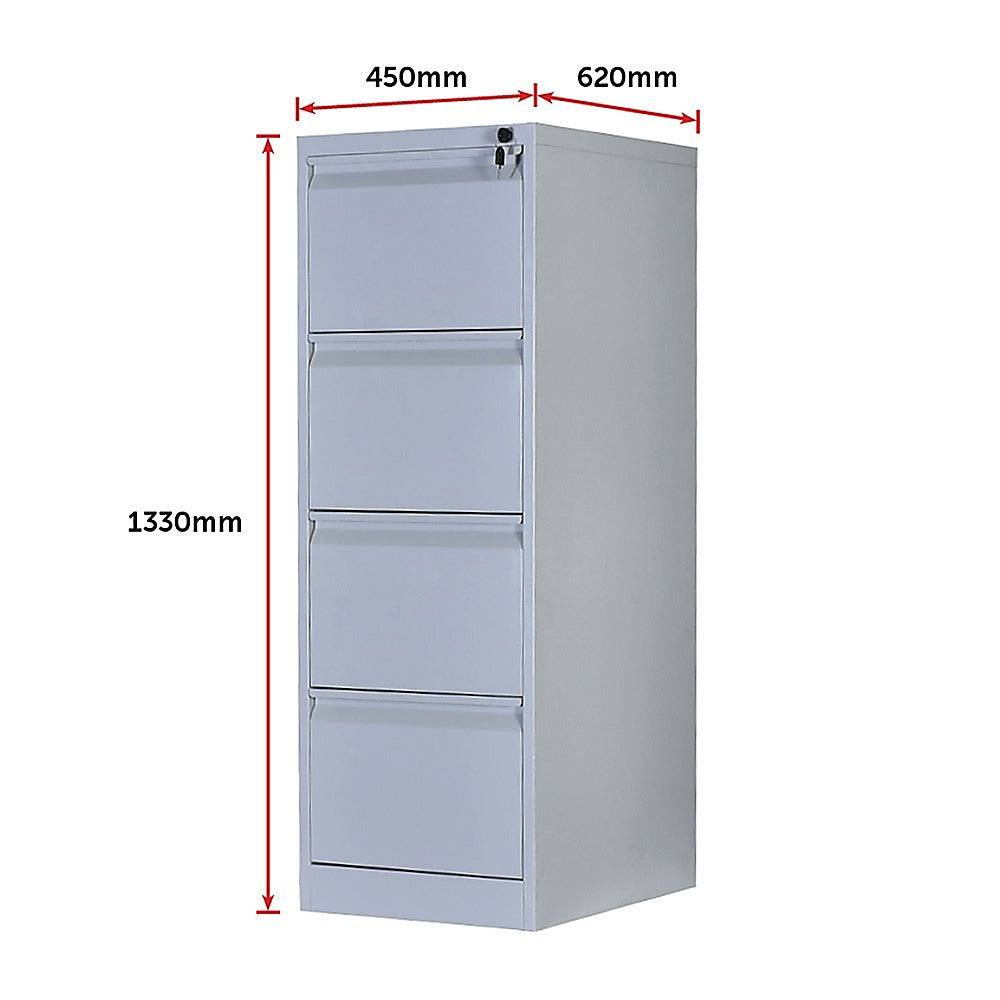 4-Drawer Shelf Office Filing Cabinet - Light Grey - Cosy Abode