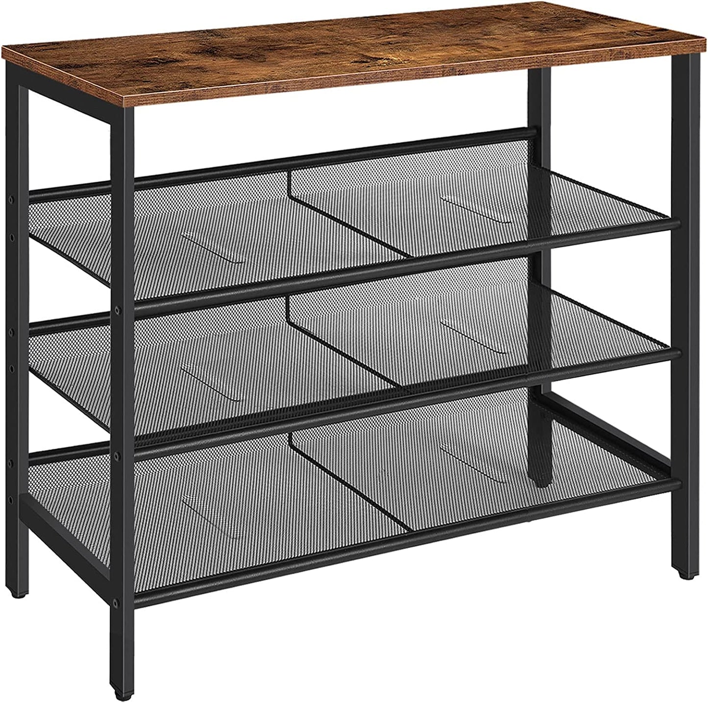 4-Tier Shoe Rack, Industrial Shoe Organizer Storage Bench - Cosy Abode