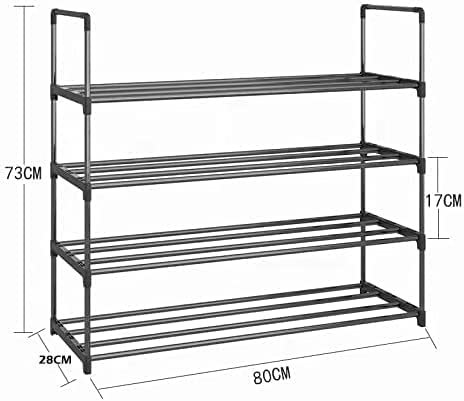 4-Tier Stainless Steel Shoe Rack Storage Organizer to Hold up to 20 Pairs of Shoes (80cm, Black) - Cosy Abode