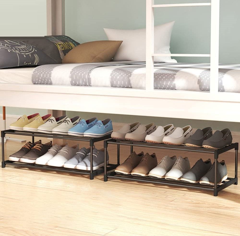 4-Tier Stainless Steel Shoe Rack Storage Organizer to Hold up to 20 Pairs of Shoes (80cm, Black) - Cosy Abode