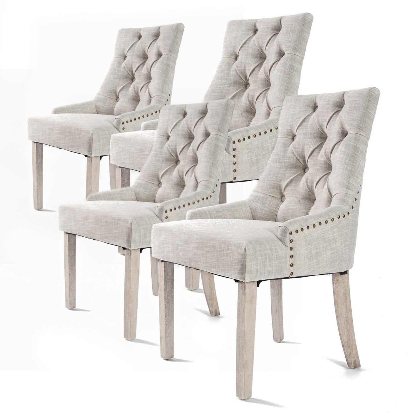 4X French Provincial Dining Chair Oak Leg AMOUR CREAM - Cosy Abode