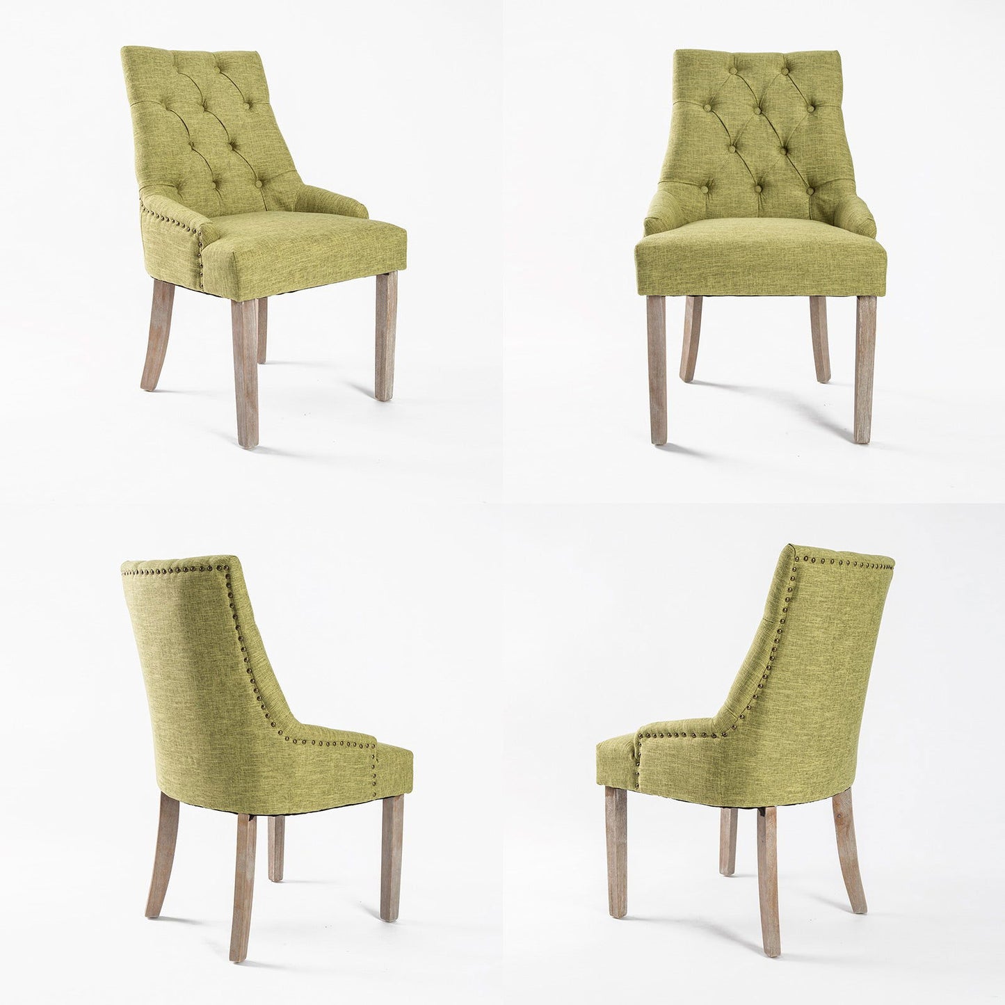 4X French Provincial Dining Chair Oak Leg AMOUR GREEN - Cosy Abode