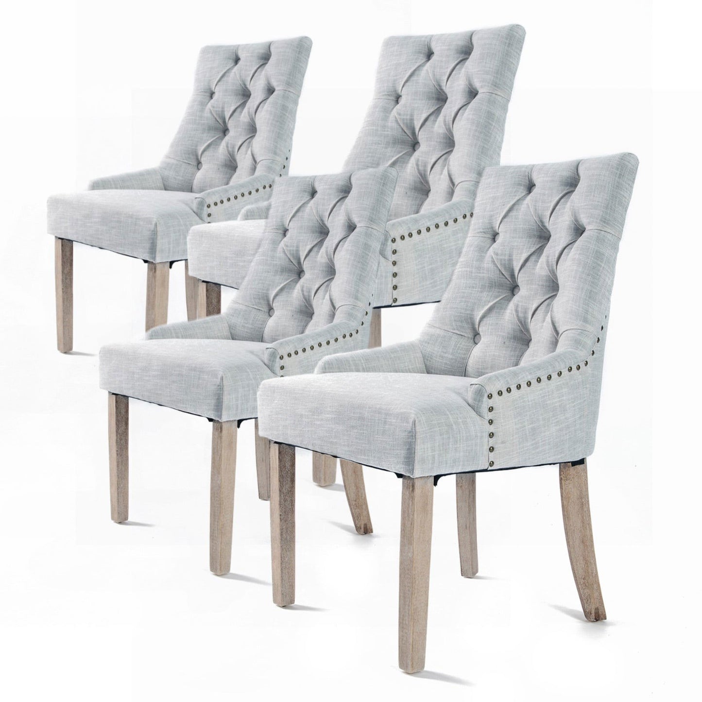 4X French Provincial Dining Chair Oak Leg AMOUR GREY - Cosy Abode