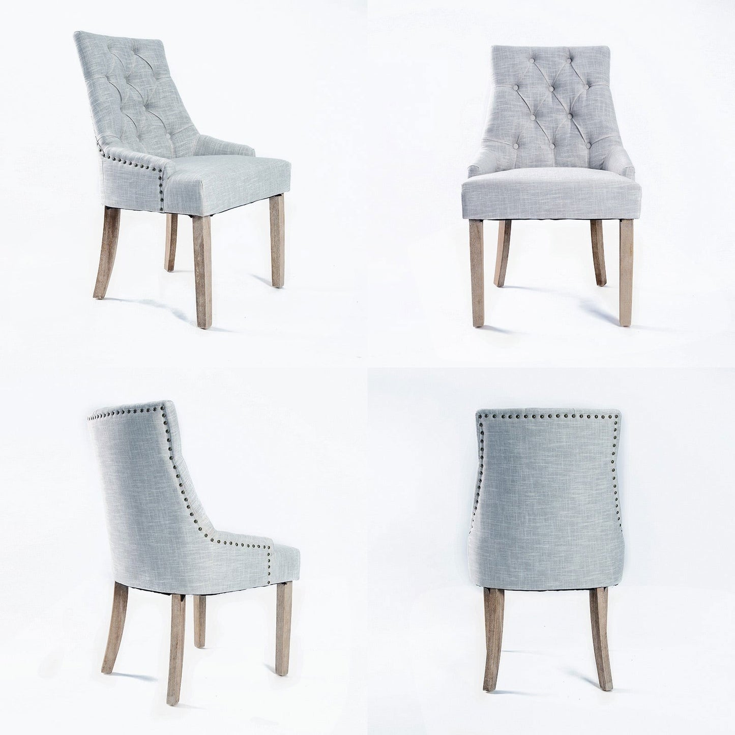 4X French Provincial Dining Chair Oak Leg AMOUR GREY - Cosy Abode
