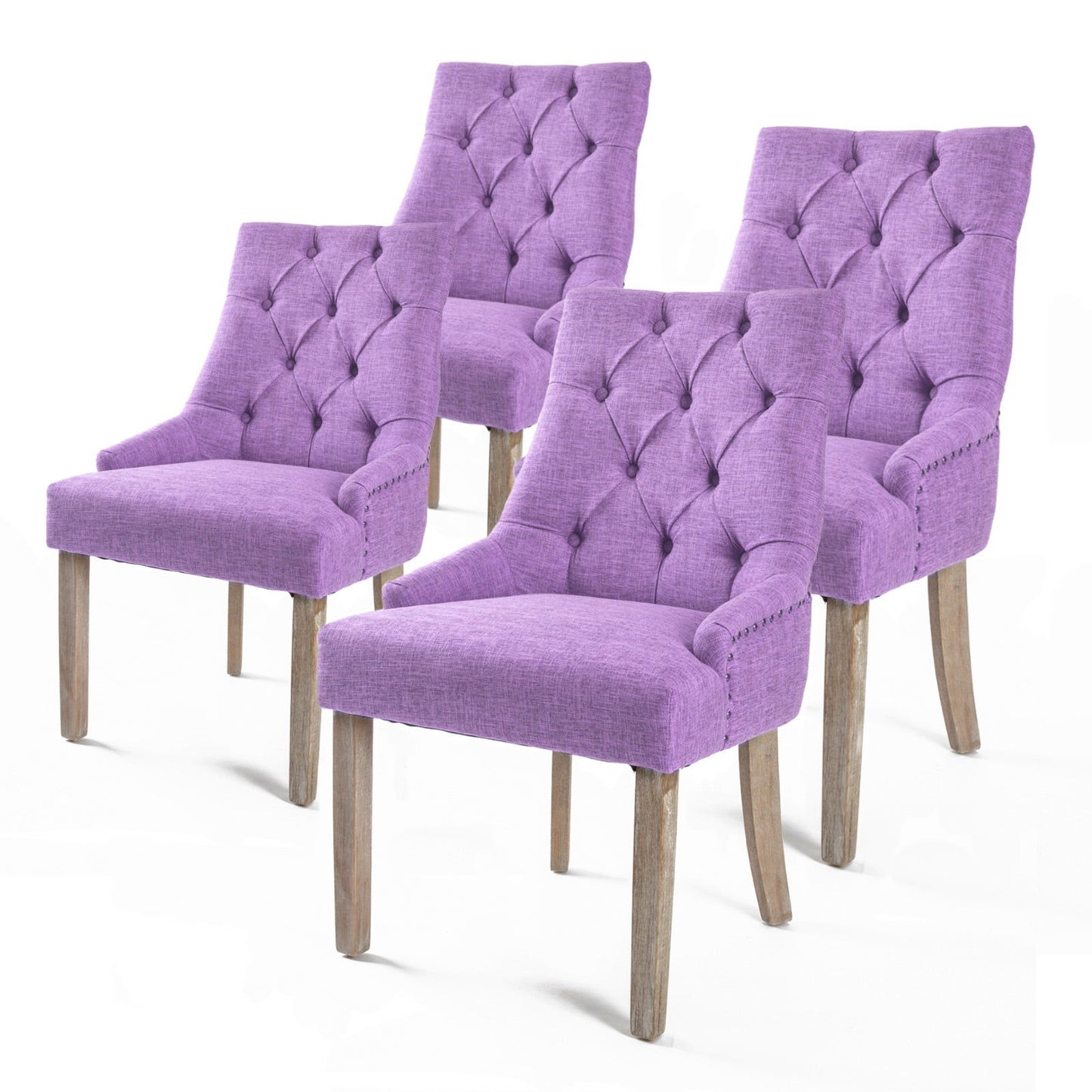 4X French Provincial Dining Chair Oak Leg AMOUR VIOLET - Cosy Abode