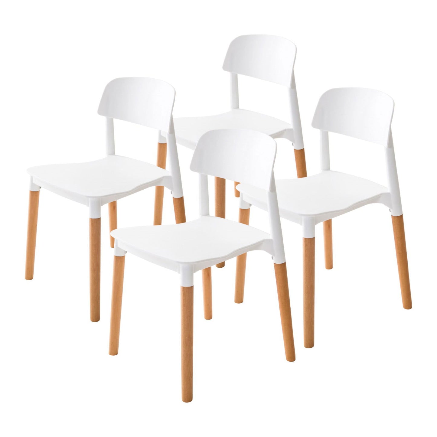 4X Retro Belloch Stackable Dining Cafe Chair WHITE - Cosy Abode
