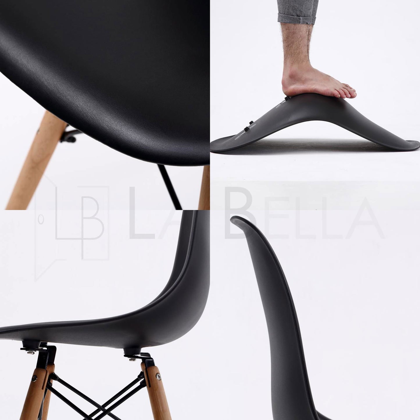 4X Retro Dining Cafe Chair DSW BLACK - Cosy Abode
