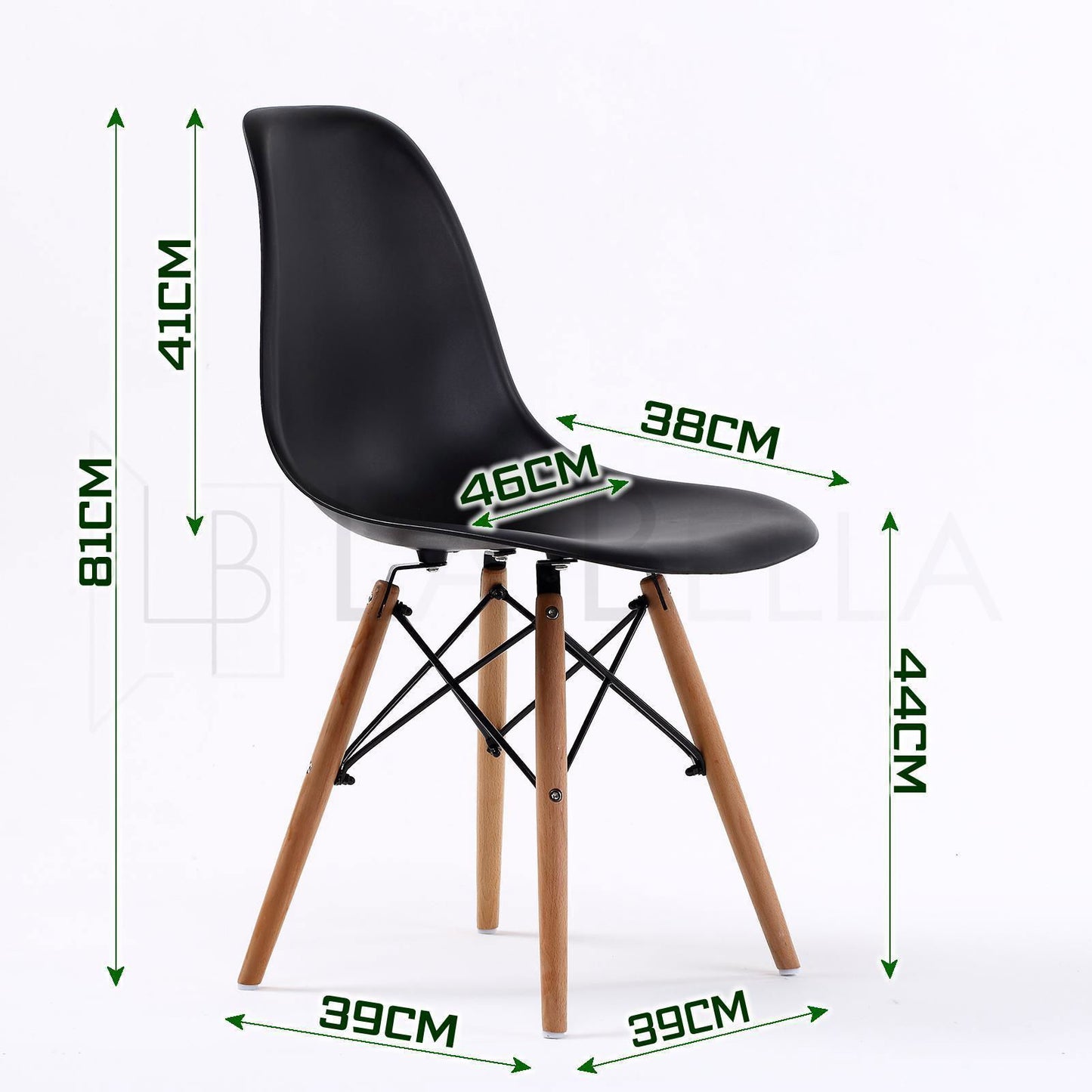 4X Retro Dining Cafe Chair DSW BLACK - Cosy Abode