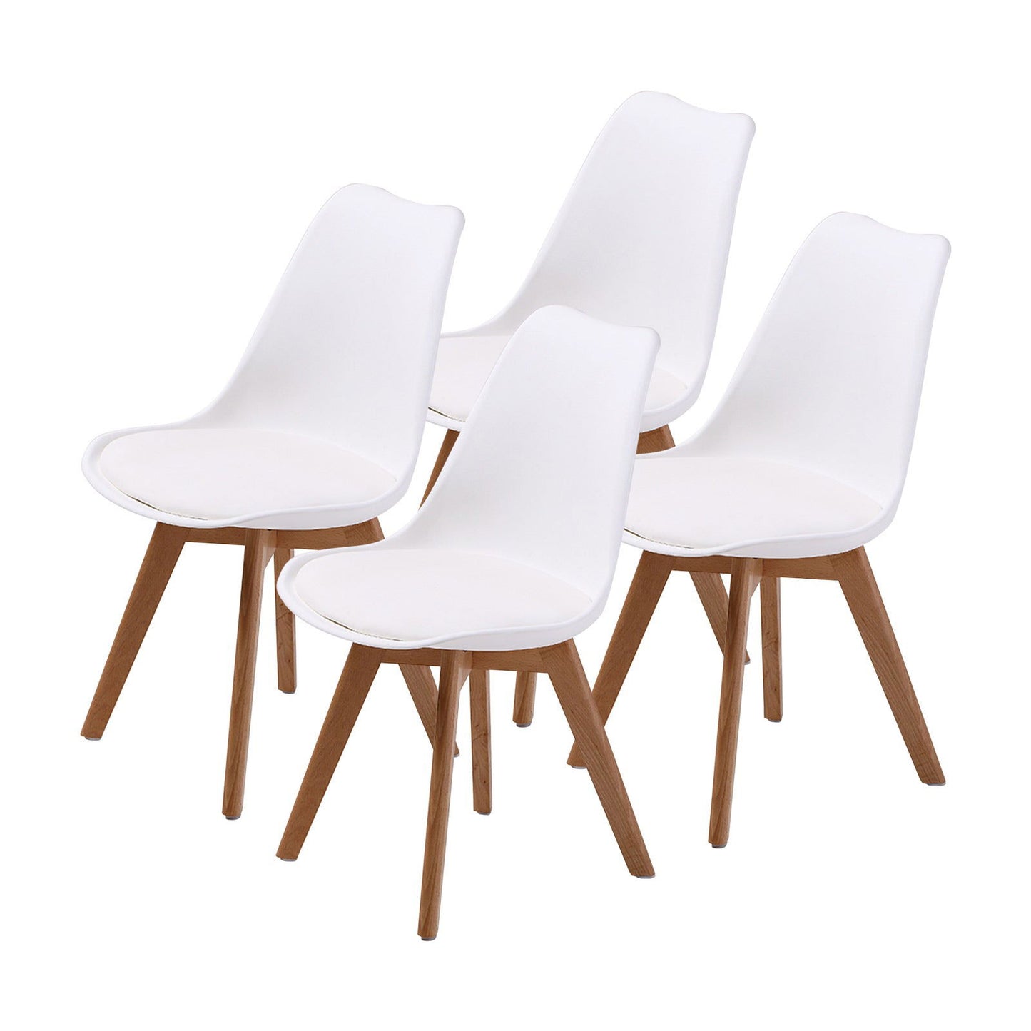 4X Retro Dining Cafe Chair Padded Seat WHITE - Cosy Abode
