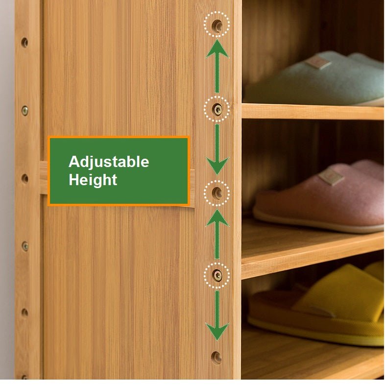 4 Doors 6 Tier without Drawer Tier Bamboo Large Capacity Storage Hallway Shelf Shoe Rack Cabinet - Cosy Abode