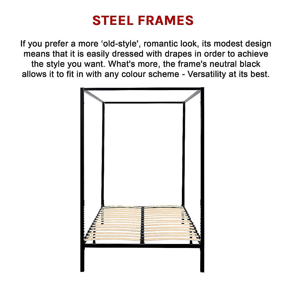4 Four Poster Queen Bed Frame - Cosy Abode