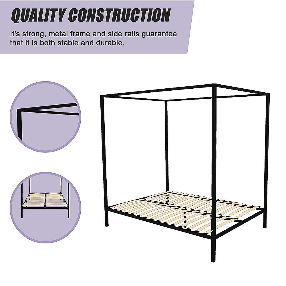 4 Four Poster Queen Bed Frame - Cosy Abode