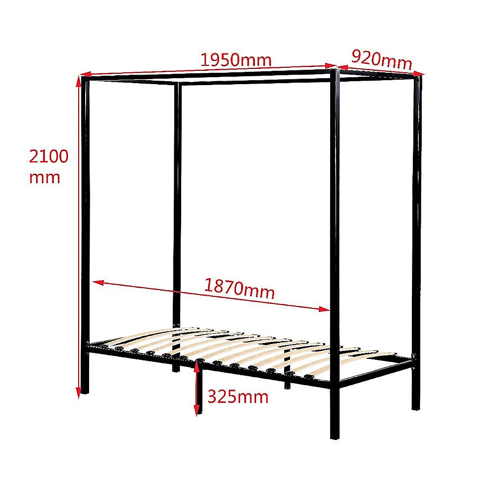 4 Four Poster Single Bed Frame - Cosy Abode