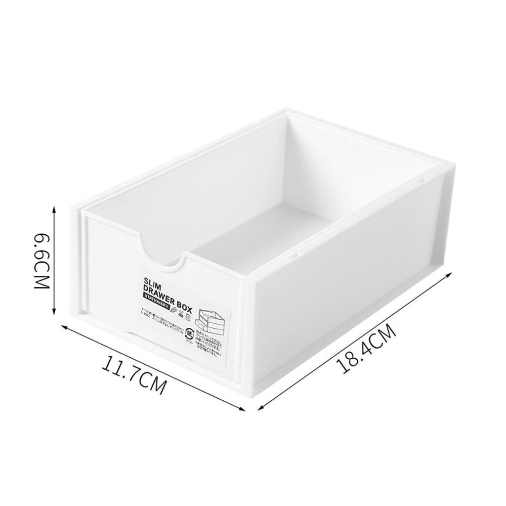 4 Pcs Set Stackable Desktop storage Box Drawer Transparent Plastic Stationery Cosmetic Organizer Box(White) - Cosy Abode