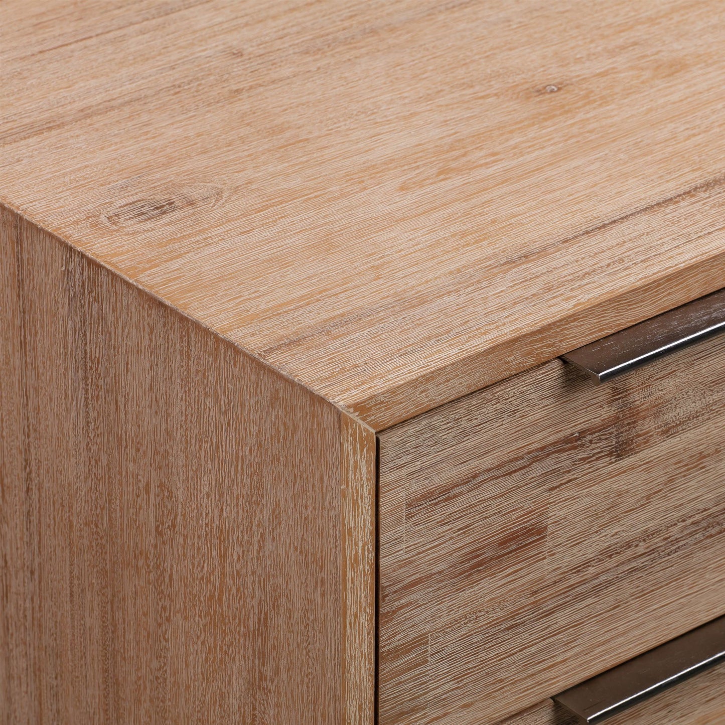 4 Pieces Bedroom Suite made in Solid Wood Acacia Veneered Queen Size Oak Colour 1XBed, 2X Bedside Table & 1XTallboy - Cosy Abode