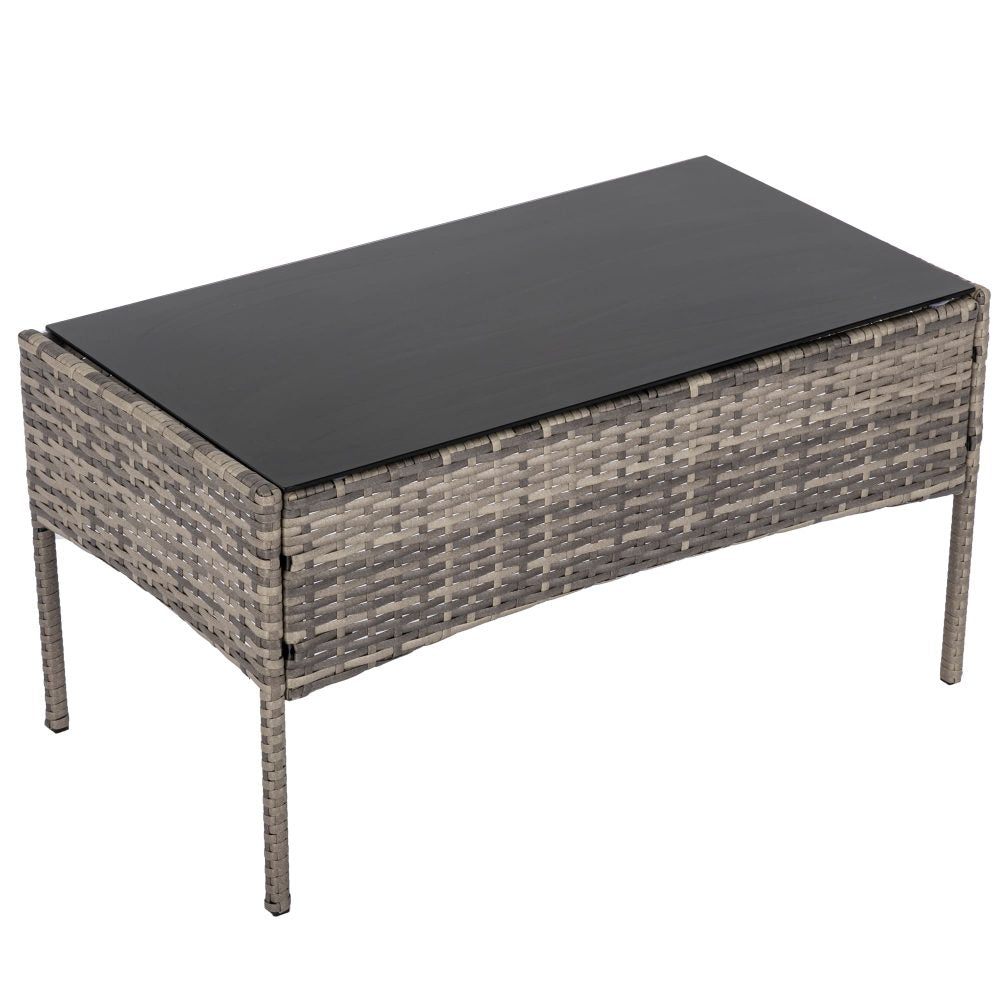 4 Seater Wicker Outdoor Lounge Set - Mixed Grey - Cosy Abode