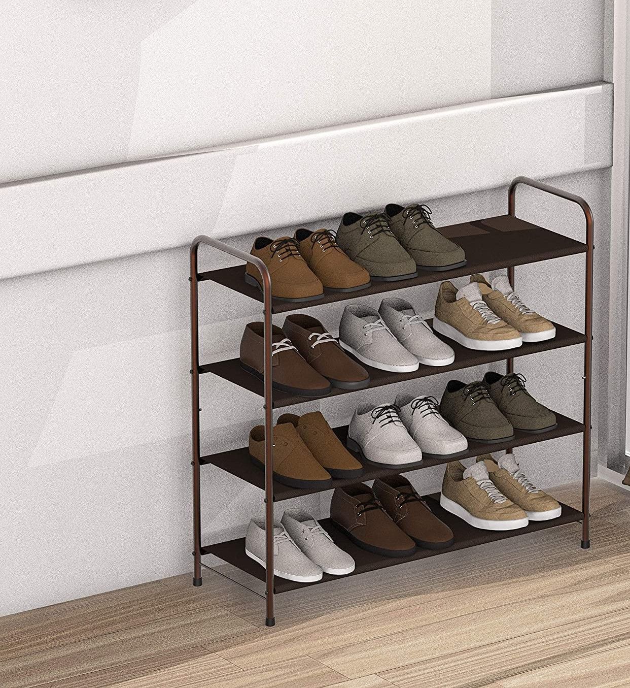 4 Tier Metal Shoe Rack Storage Organiser for Entryway and Bedroom - Cosy Abode