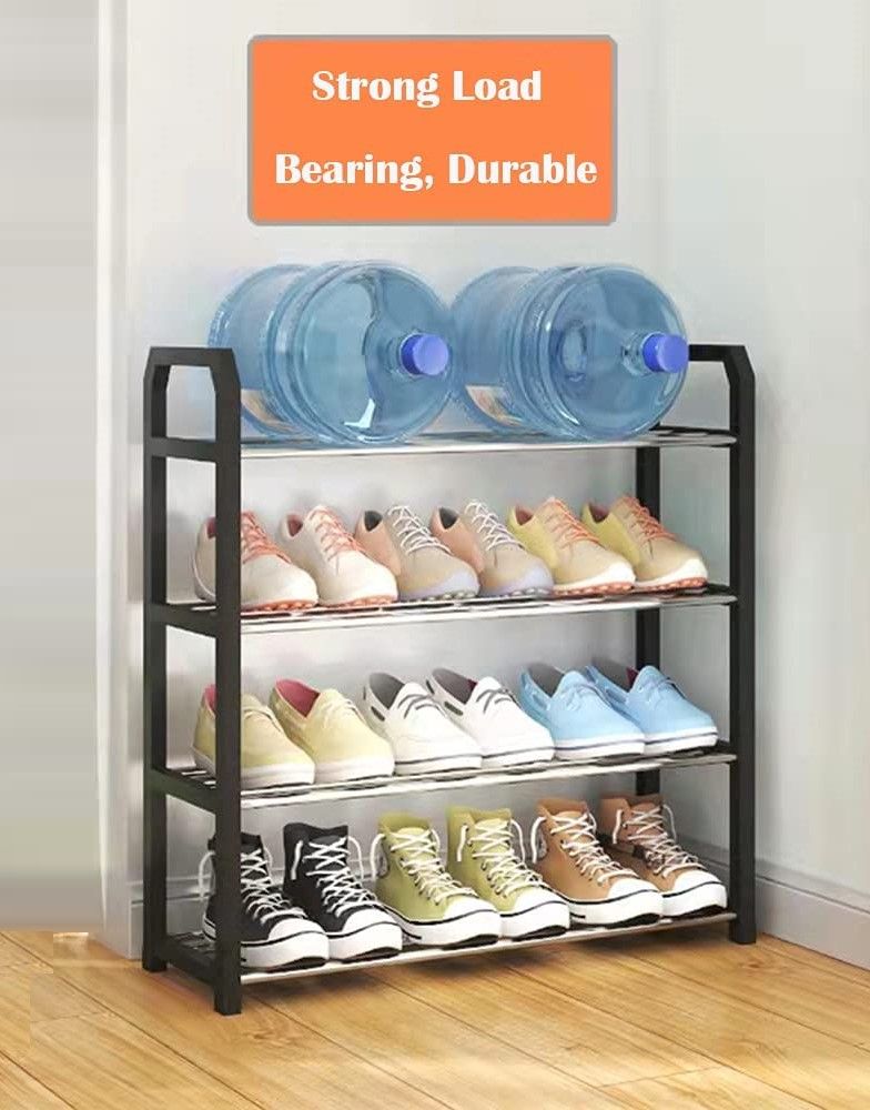 4 tier Shoe Rack Storage Organiser (White) - Cosy Abode