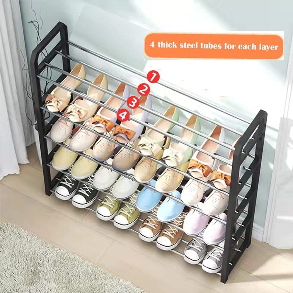 4 tier Shoe Rack Storage Organiser (White) - Cosy Abode