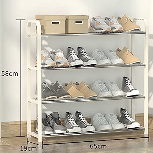 4 tier Shoe Rack Storage Organiser (White) - Cosy Abode
