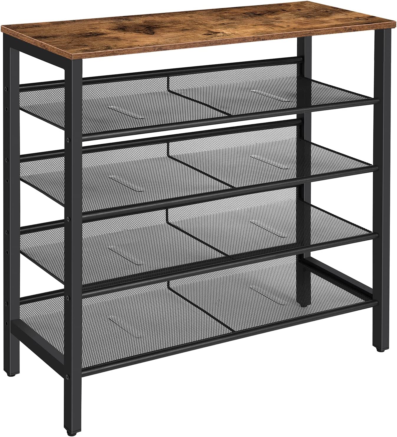 5-Tier Shoe Rack, Industrial Shoe Organizer Storage Bench - Cosy Abode