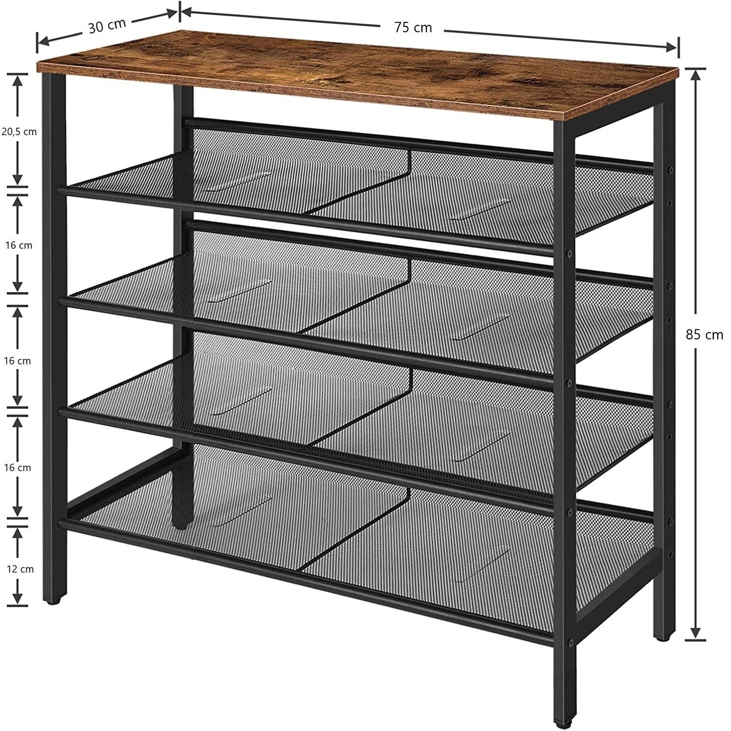 5-Tier Shoe Rack, Industrial Shoe Organizer Storage Bench - Cosy Abode