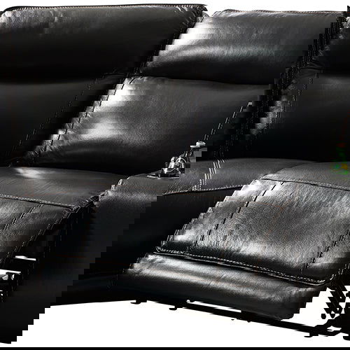 6 Seater Corner Sofa with Genuine Leather Black Armless Recliners Straight Console Lounge Set for Living Room - Cosy Abode