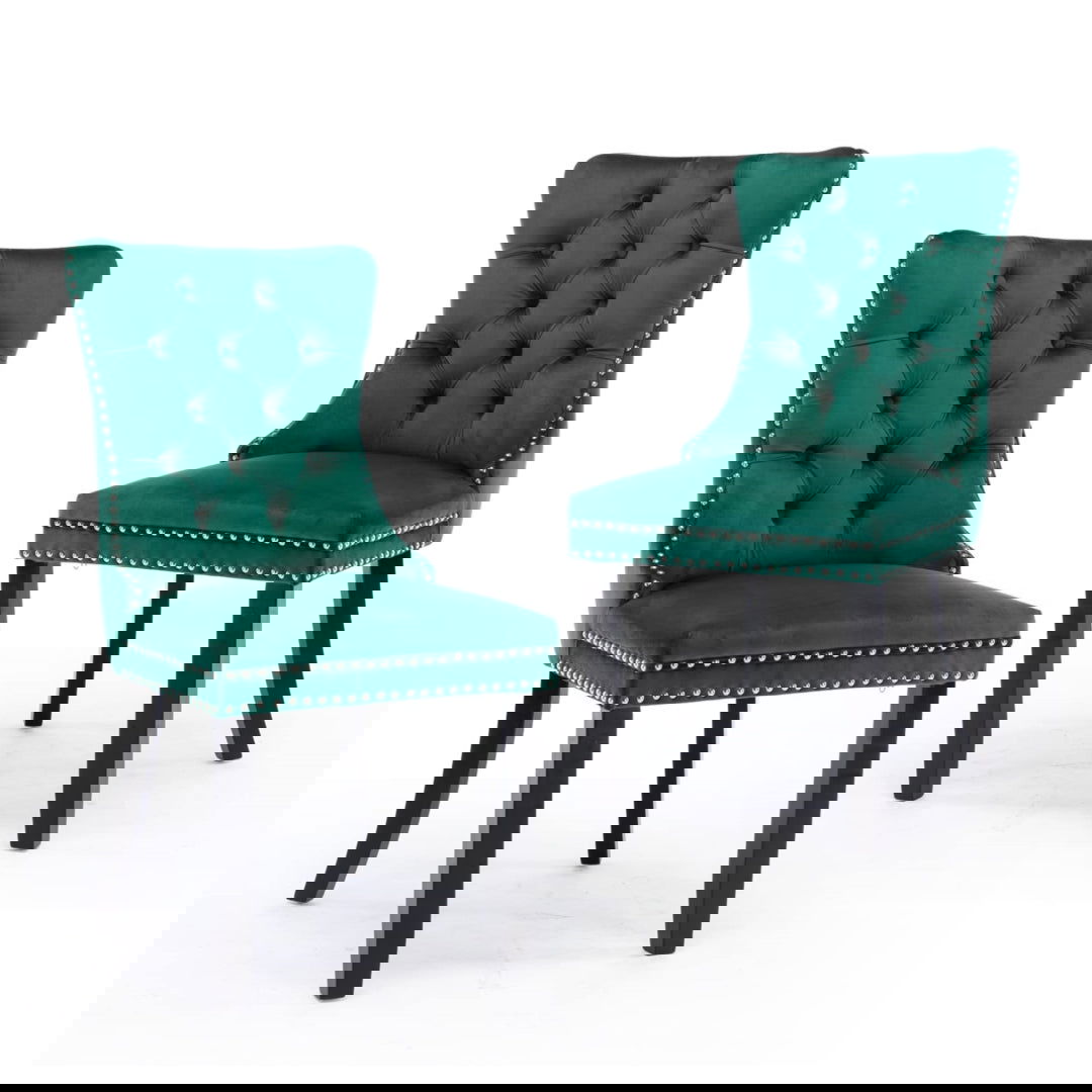 8x Velvet Dining Chairs- Green - Cosy Abode