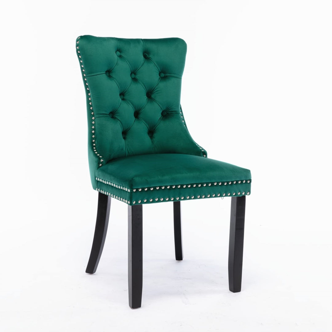 8x Velvet Dining Chairs- Green - Cosy Abode
