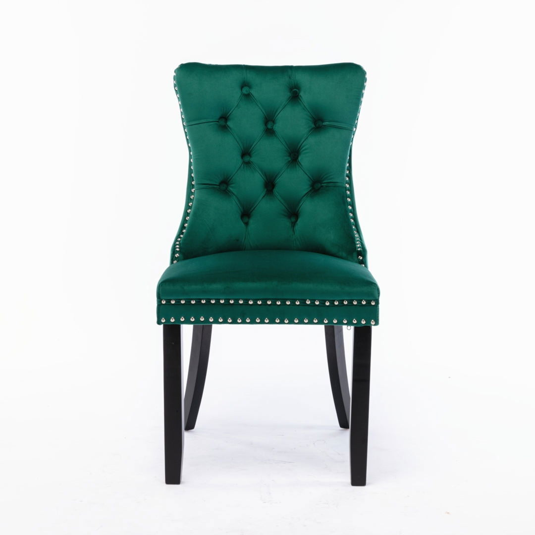 8x Velvet Dining Chairs- Green - Cosy Abode