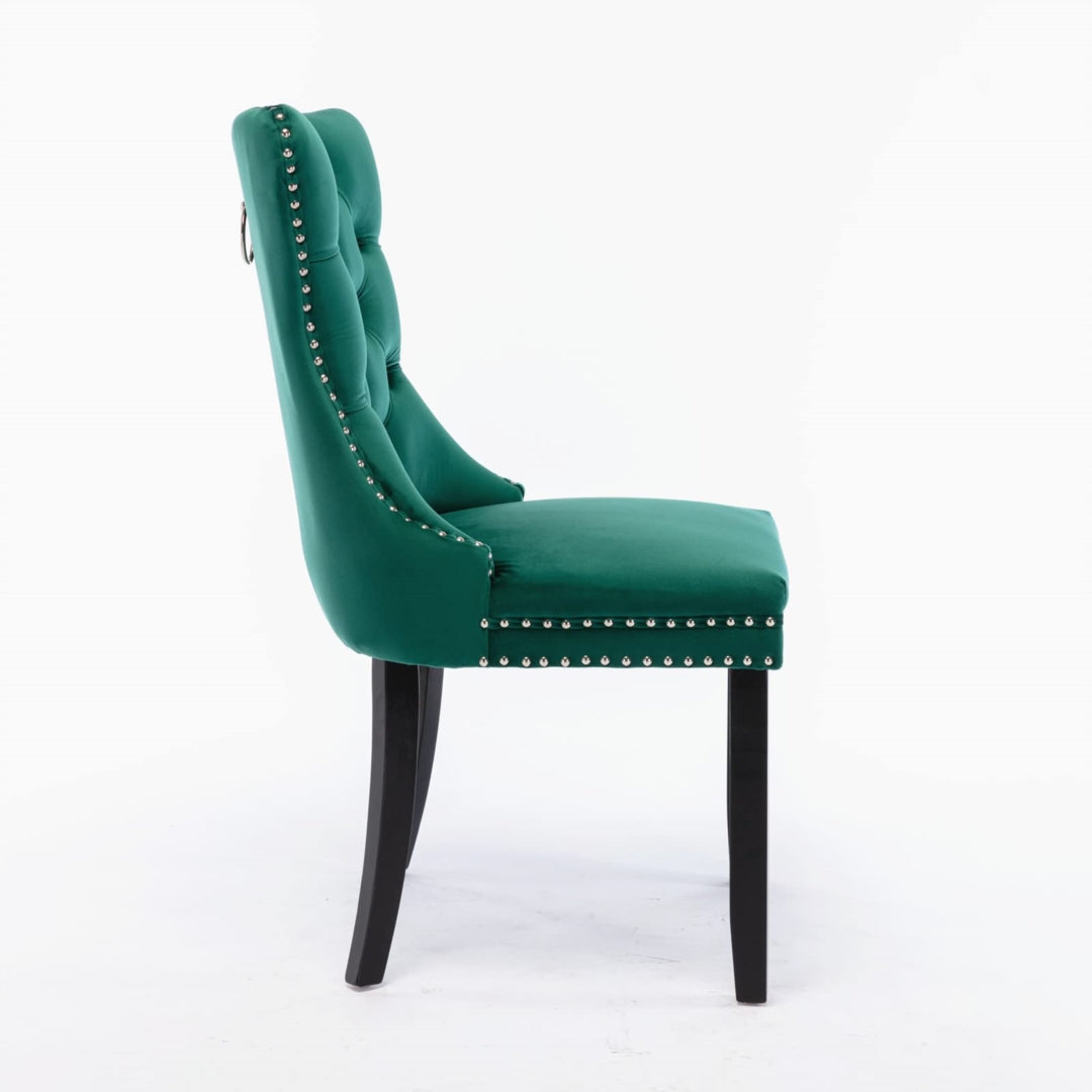 8x Velvet Dining Chairs- Green - Cosy Abode