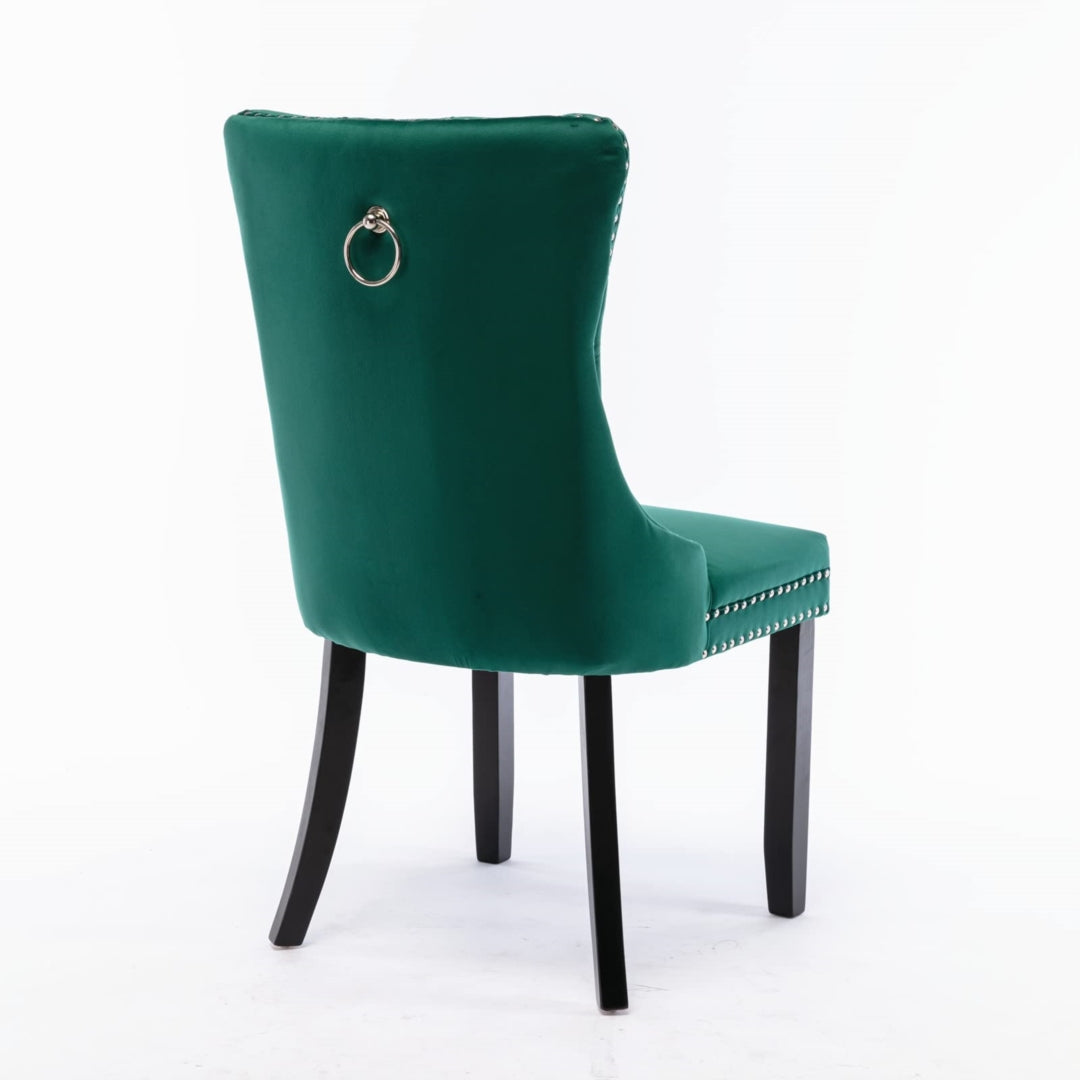 8x Velvet Dining Chairs- Green - Cosy Abode