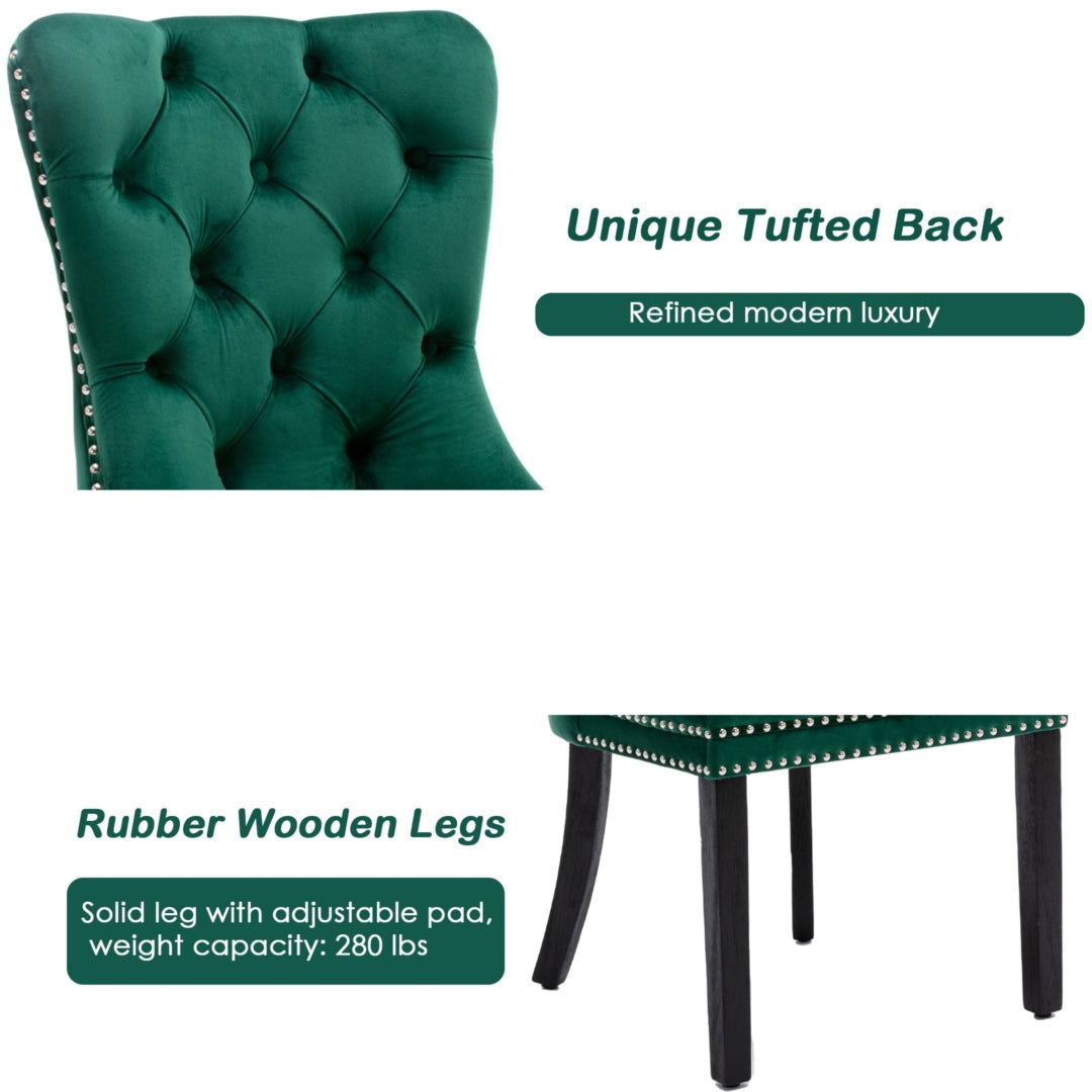 8x Velvet Dining Chairs- Green - Cosy Abode